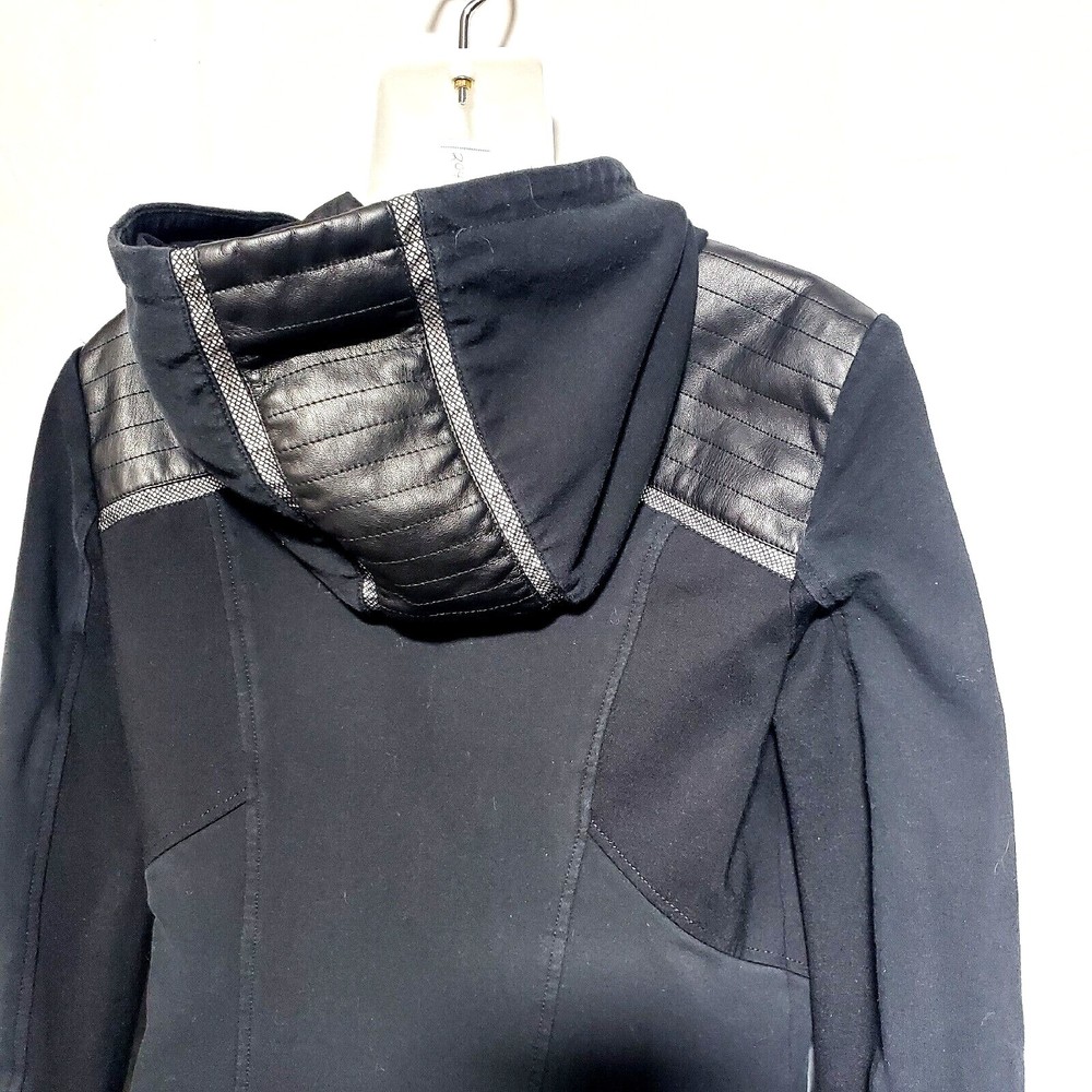Blanc and Noir Asymmetrical Jacket with Reflective Hooded Women's Sz Medium - Picture 8 of 12